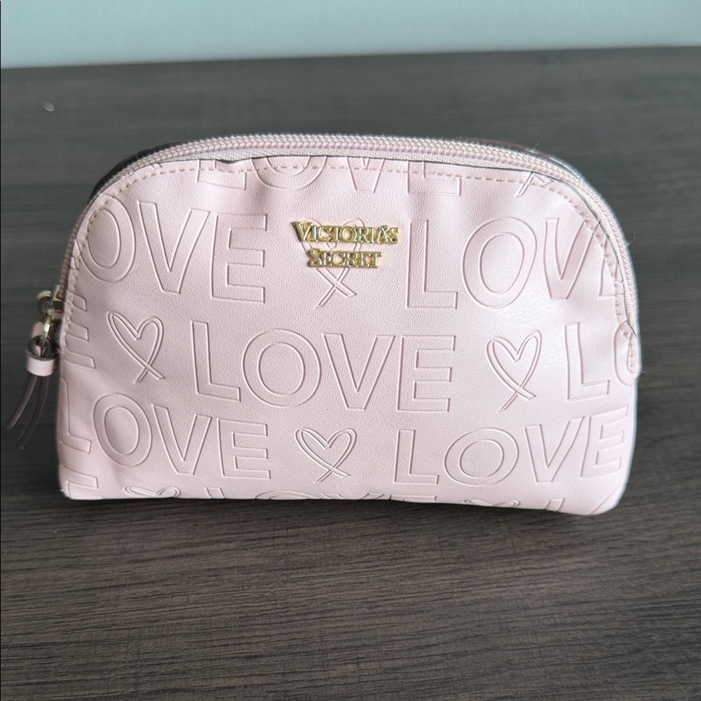 Victoria's Secret Pink Embossed LOVE Cosmetic Pouch